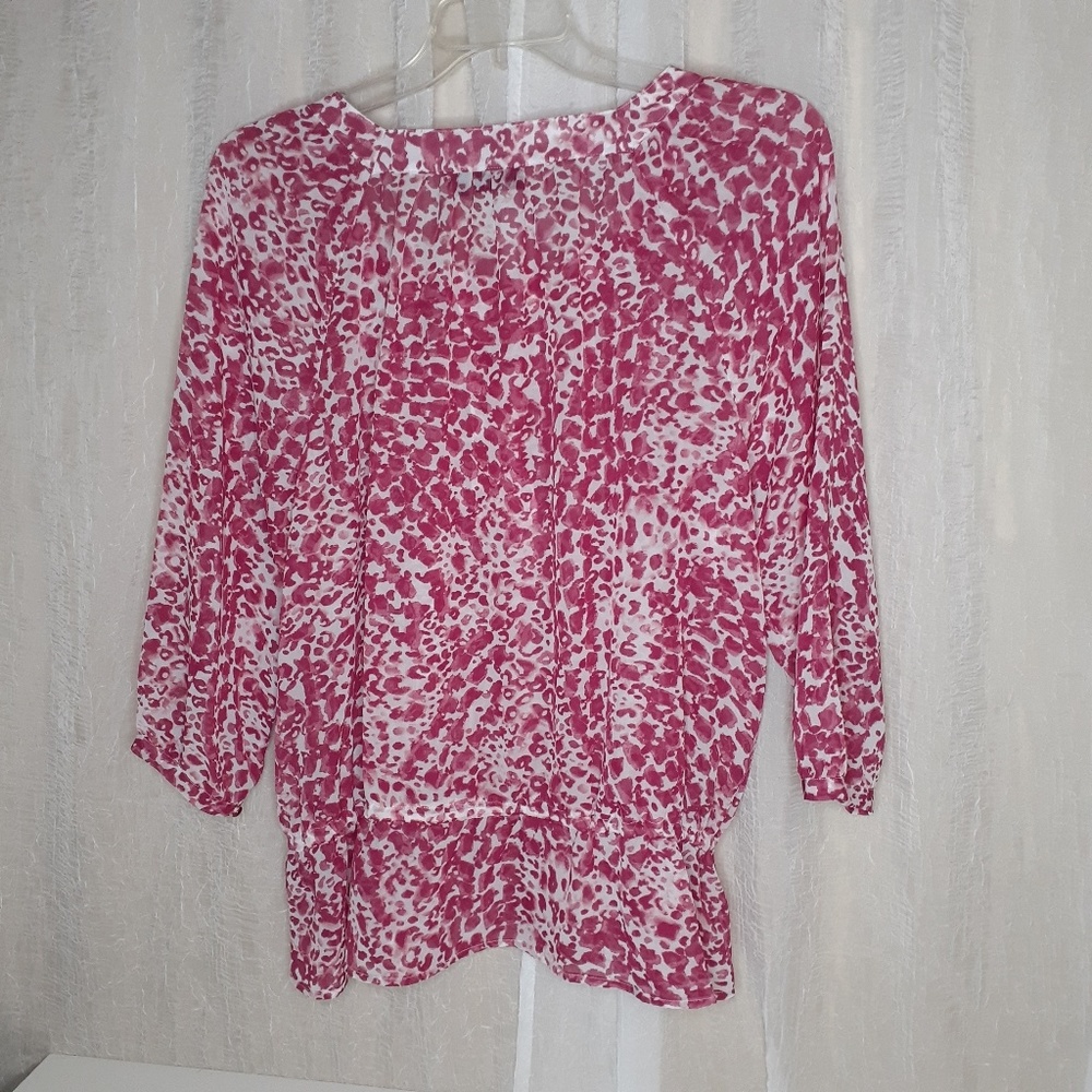 Apt 9 Pink and White Blouse with Peplum - Picture 6 of 8